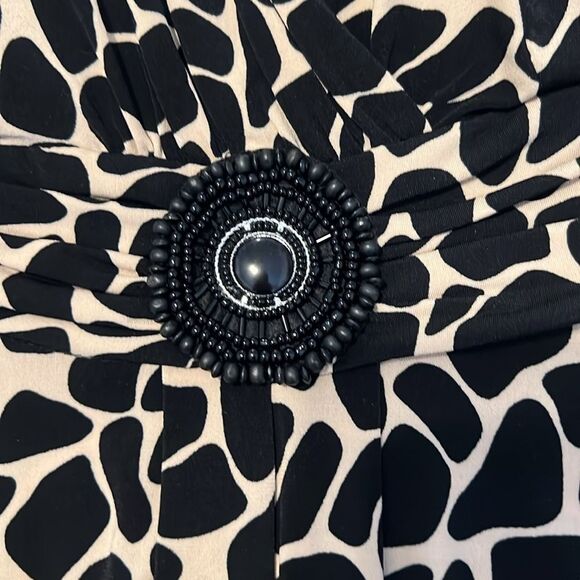 Enfocus Studio sz4 Elegant Black & Cream Animal Print Sleeveless high low Dress - Picture 4 of 12